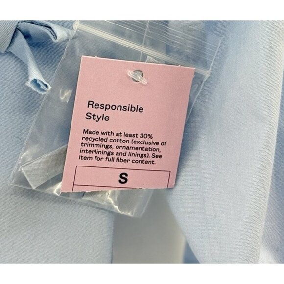 NWT Wild Fable Baby Blue Bow Collared Button Blouse Size Sm, Cropped Academia - Picture 6 of 8